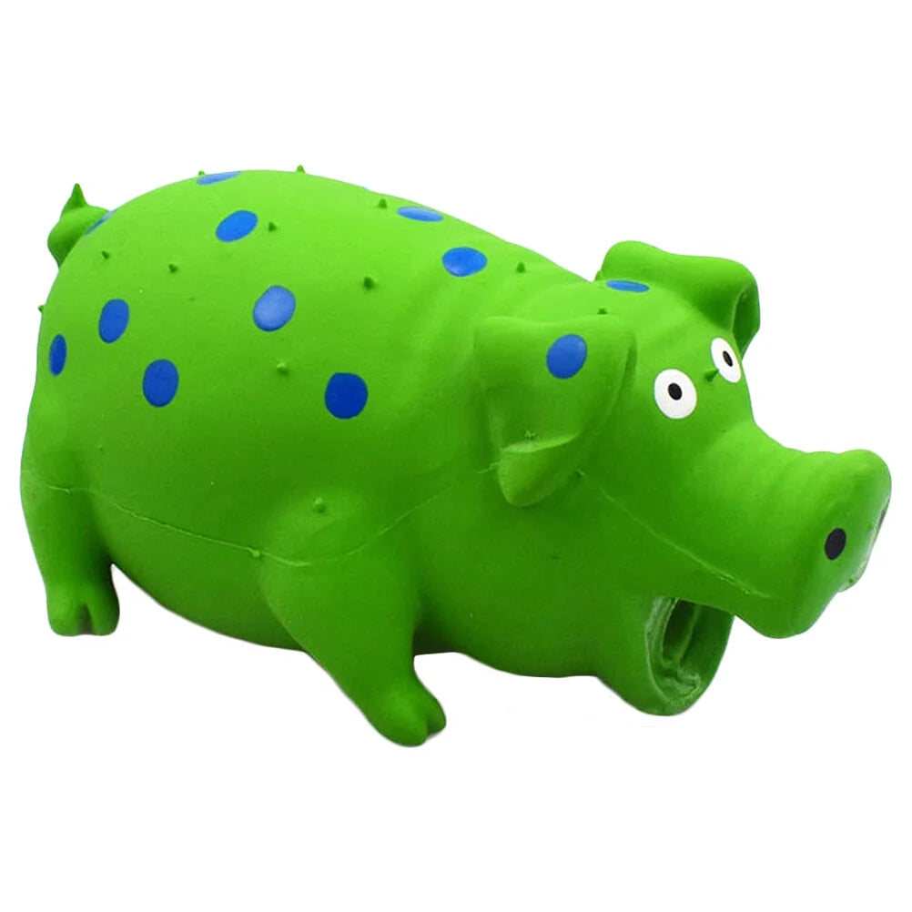 Pig Chew Toy for Dogs with Funny Sound - Teeth Grinding and Chew Supply (Green)