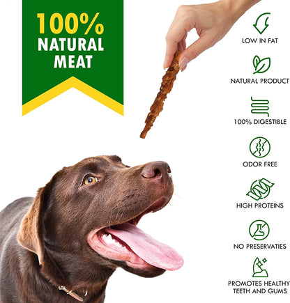 "Organic Chicken-Wrapped Smoked Rawhide Sticks for Dogs - Grain-Free Natural Chew Treats, Made in USA"