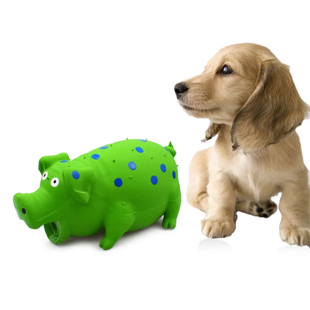 Pig Chew Toy for Dogs with Funny Sound - Teeth Grinding and Chew Supply (Green)