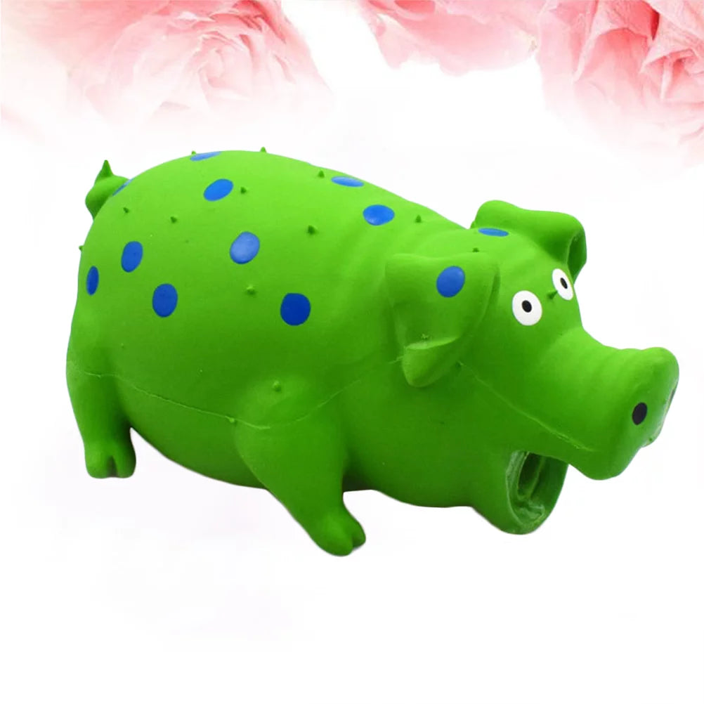 Pig Chew Toy for Dogs with Funny Sound - Teeth Grinding and Chew Supply (Green)