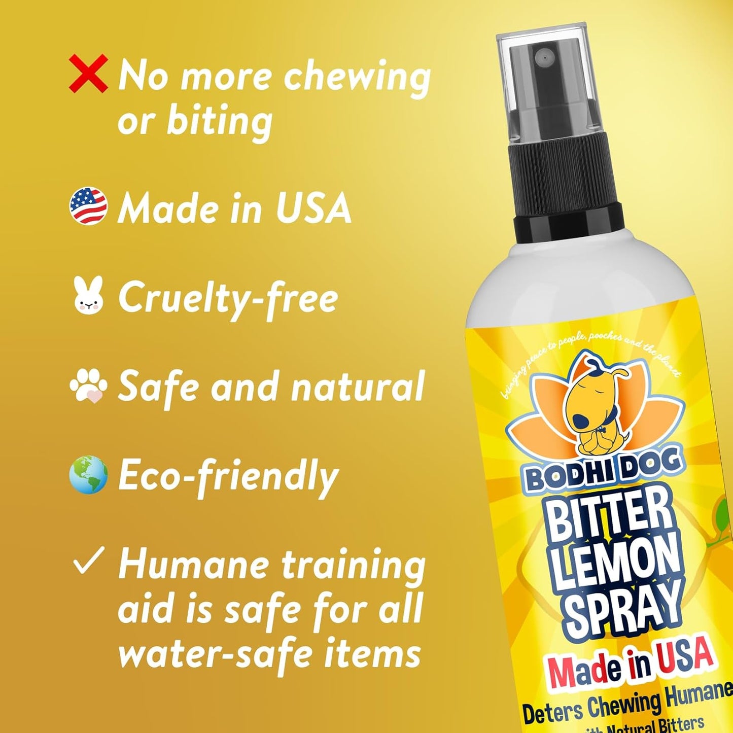 Bitter Lemon Spray | anti Chew Spray for Dogs and Cats | Kitten & Puppy Training anti Chew Spray | 100% Non Toxic | Made in USA (8Oz)